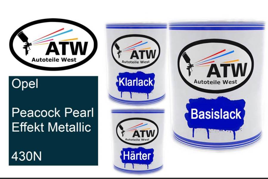 Opel, Peacock Pearl Effekt Metallic, 430N: 1L Lackdose + 1L Klarlack + 500ml Härter - Set, von ATW Autoteile West.